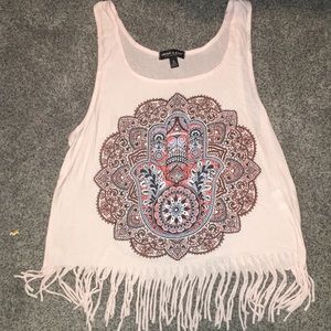 Light pink tank top with boho design